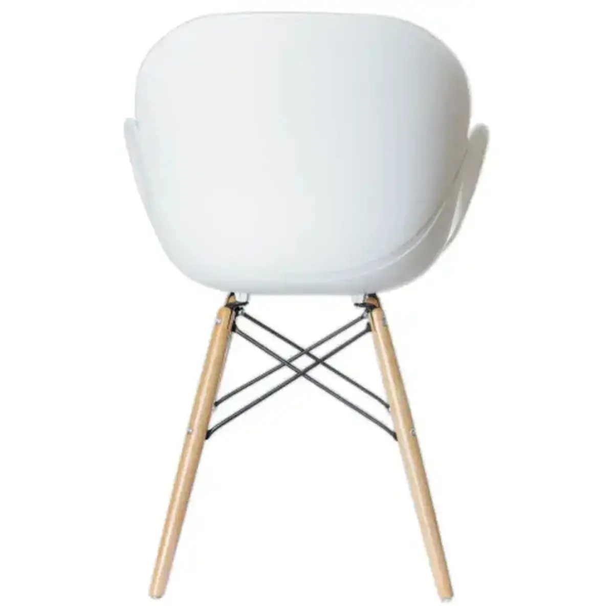 2 fauteuils PETALES met beuken voet en witte zitting, gemonteerd