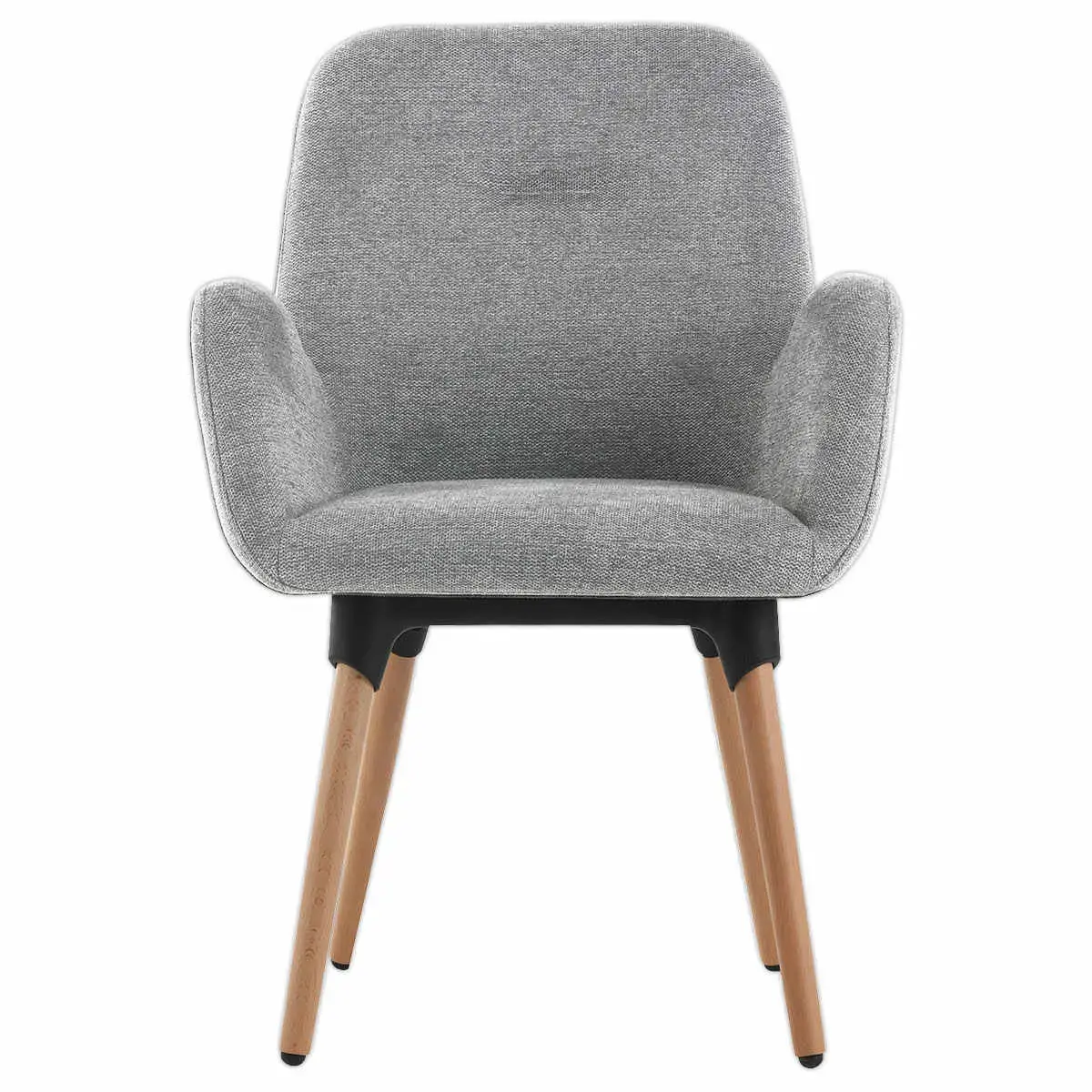 2 Stoelen Grijs stof 4 houten poten gelakt gemonteerd
