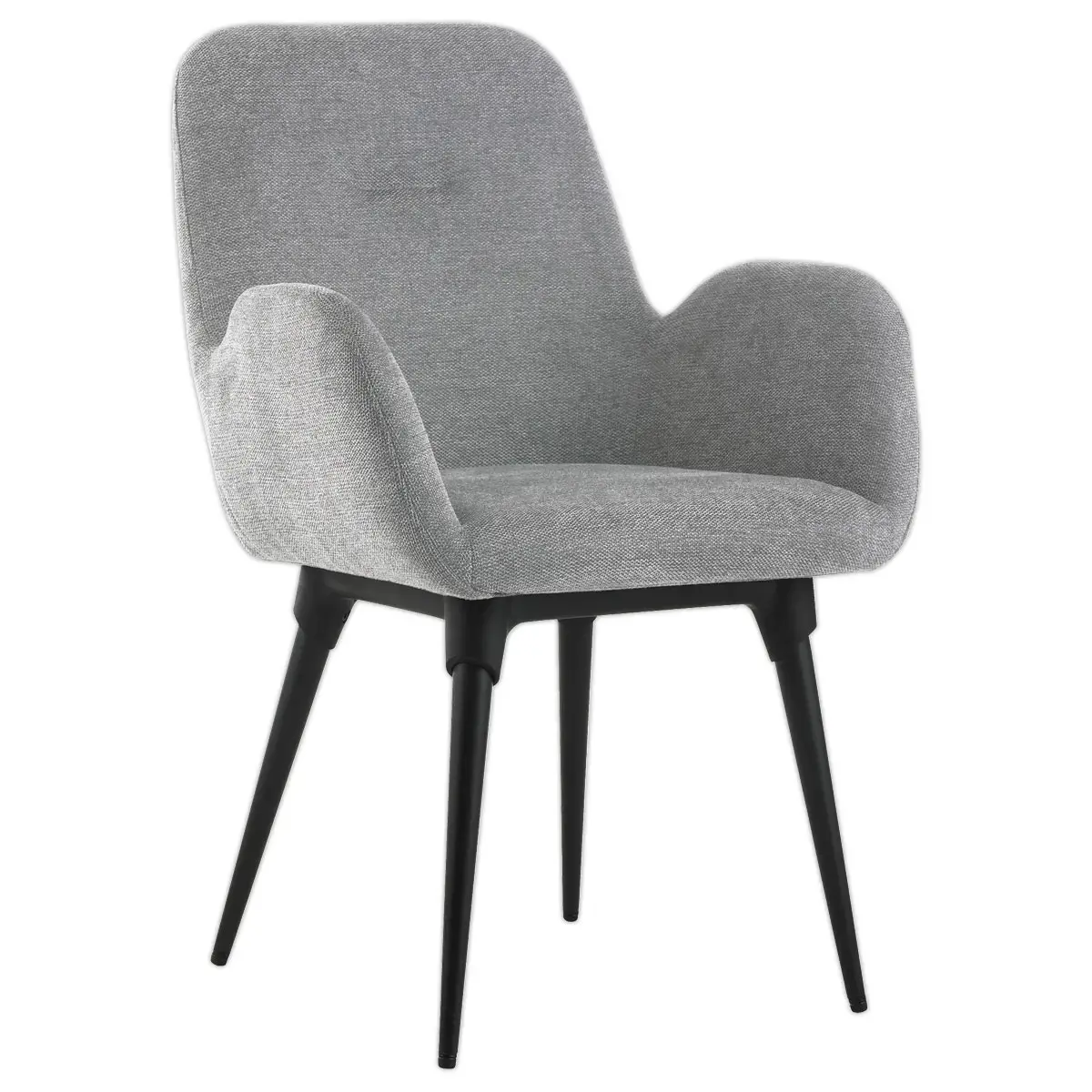 2 Stoelen Grijs stof 4 metalen poten gemonteerd