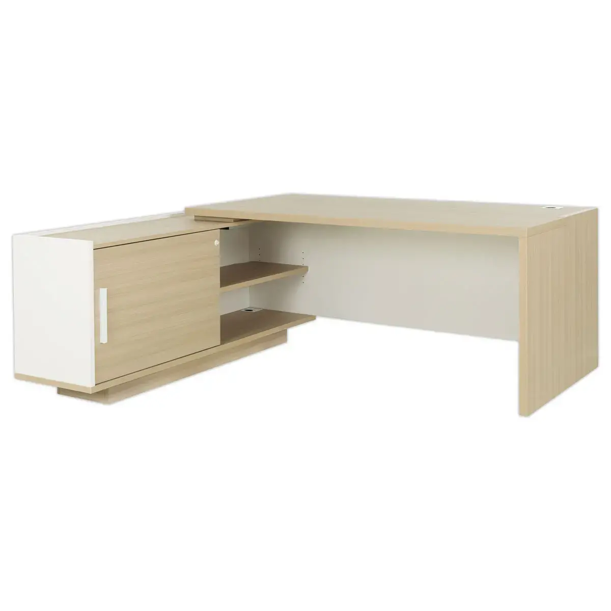 Bureau BARI Terug links 180 cm eikenstructuur / wit gemonteerd 