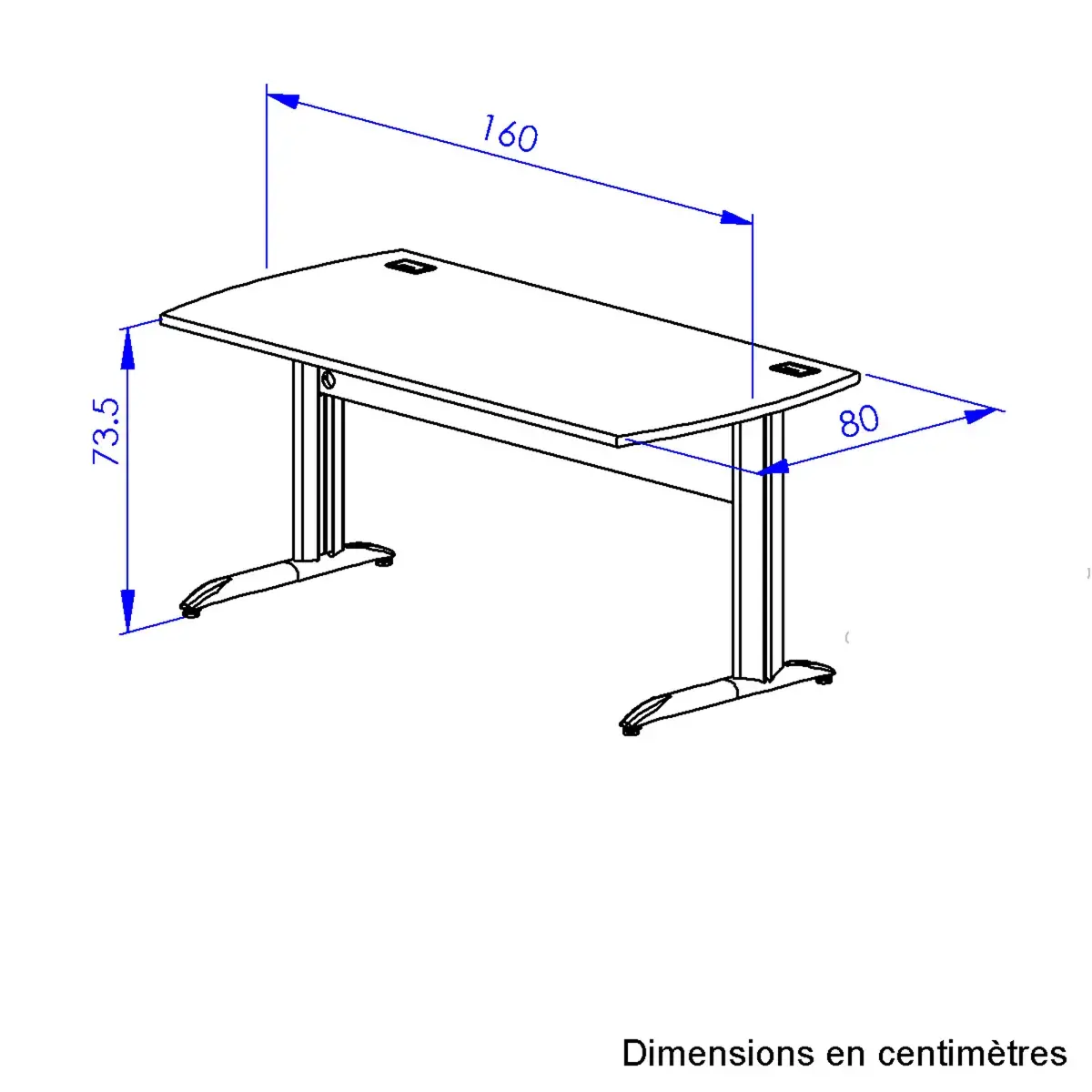 Bureau BREST 160 cm eiken van het bocage antraciet metalen poten gemonteerd