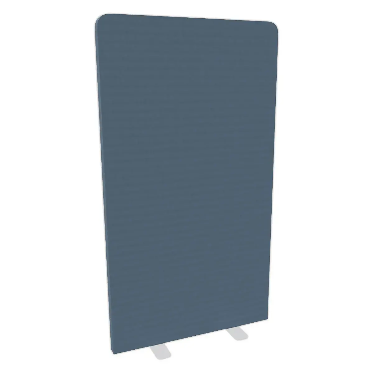 Geluiddichte wand grijs stof met witte platte voet 180x100 cm gemonteerd 