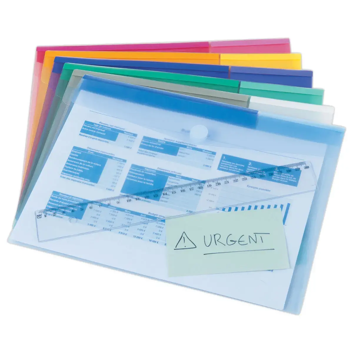 12  recycleerbare polypropyleen A4 mappen - Assorti 