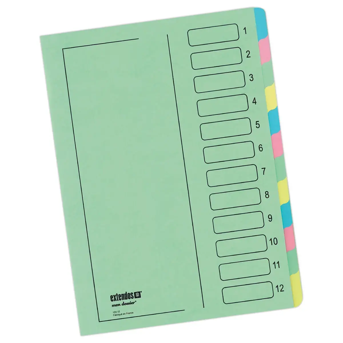 Niet-elastische sorter - versterkte uitrekrug - 12 compartimenten 