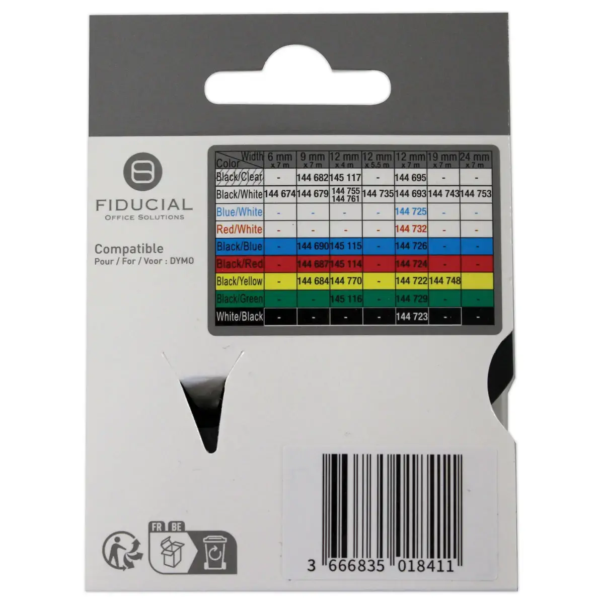 Ruban K7 voor DYMO labelprinter S0720720 9mm rood met zwarte afdruk