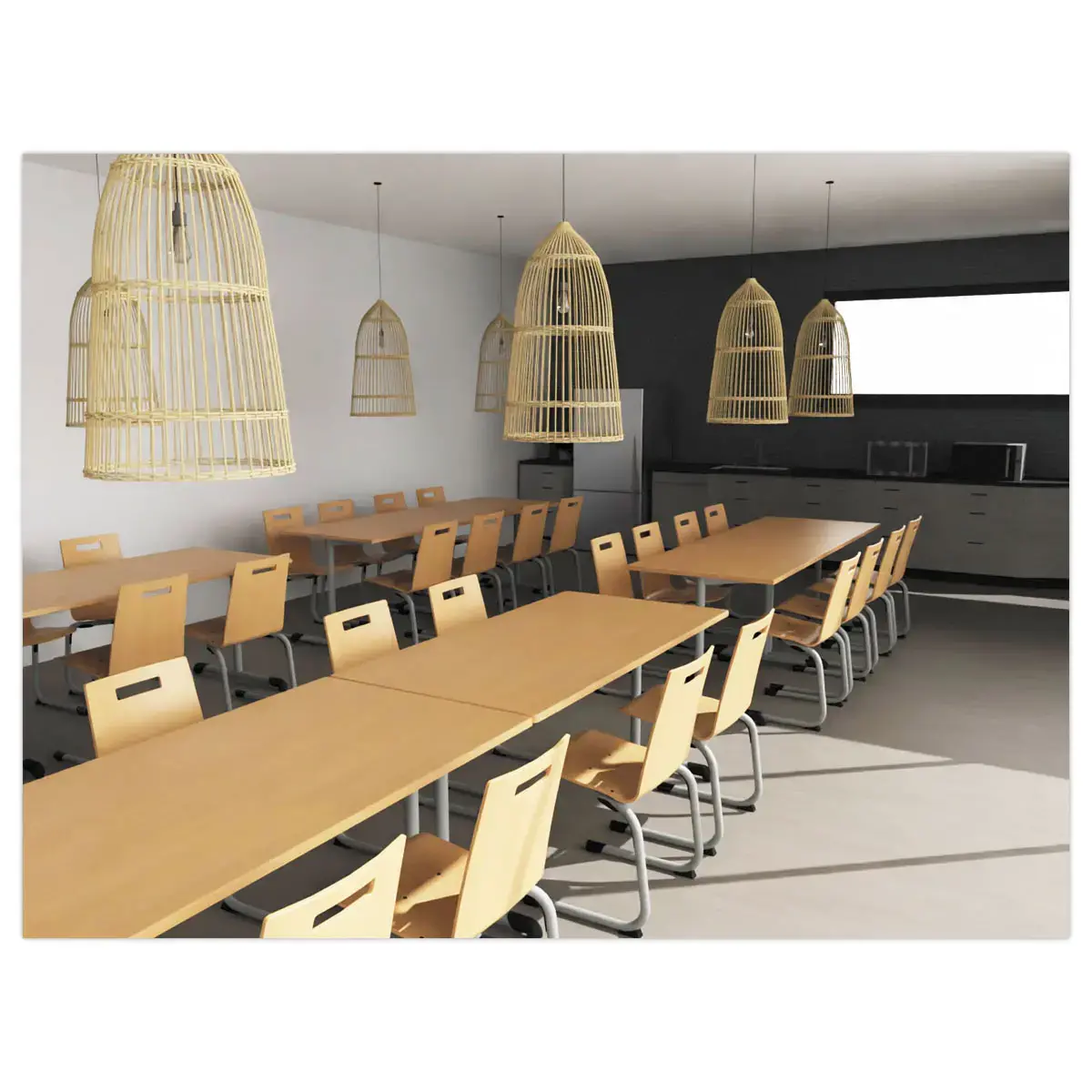 Collectiviteitstafel 160 x 80 gelamineerd beuken - aluminium poten gemonteerd