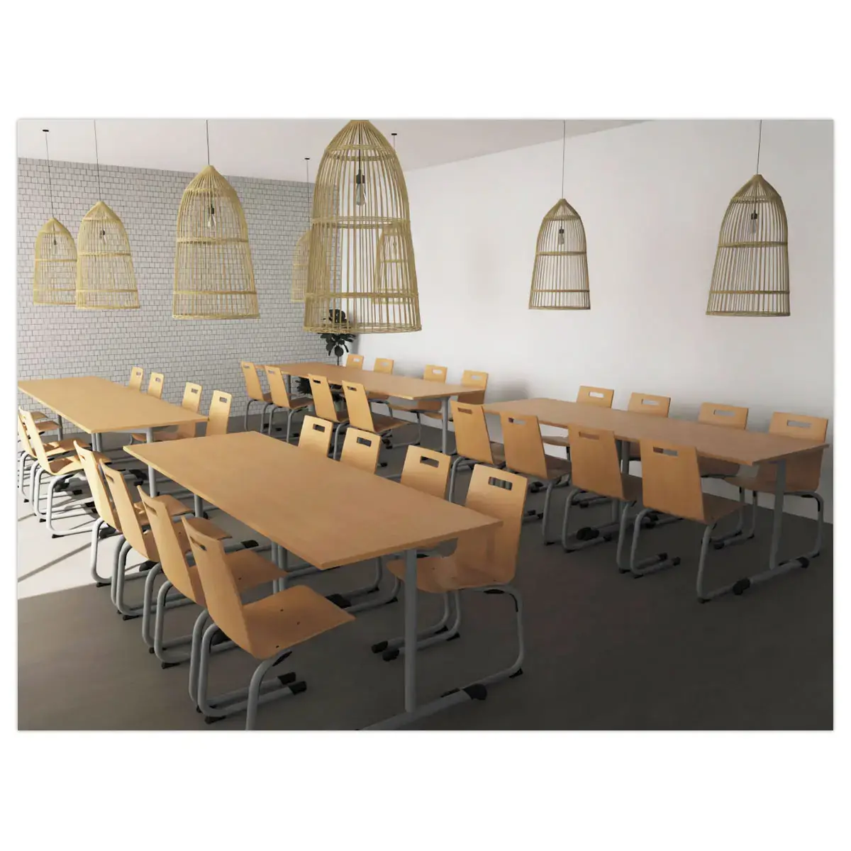 Collectiviteitstafel 160 x 80 gelamineerd beuken - aluminium poten gemonteerd