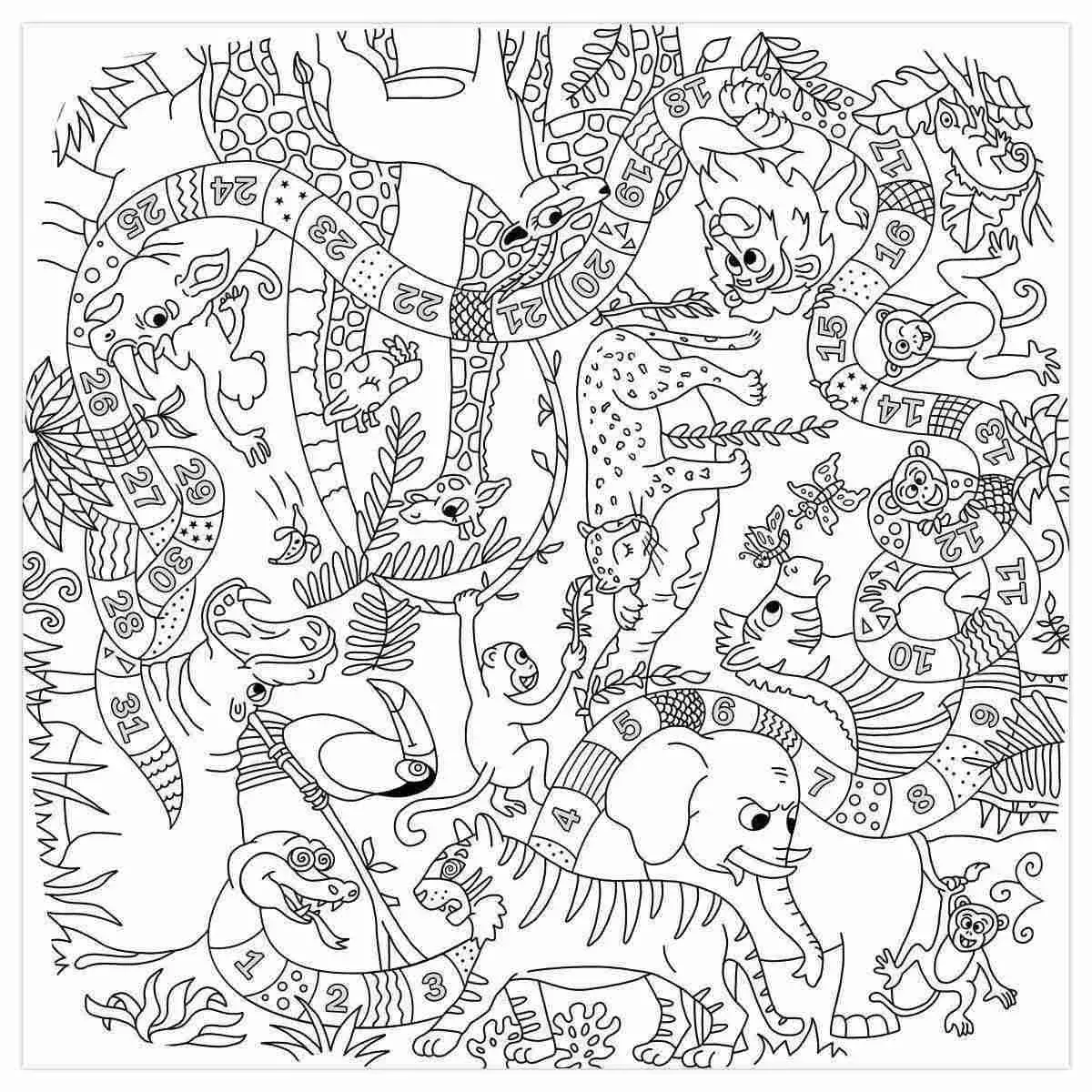 Lage tafel KIDS jungle decor grijs wit60 x 60 gemonteerd