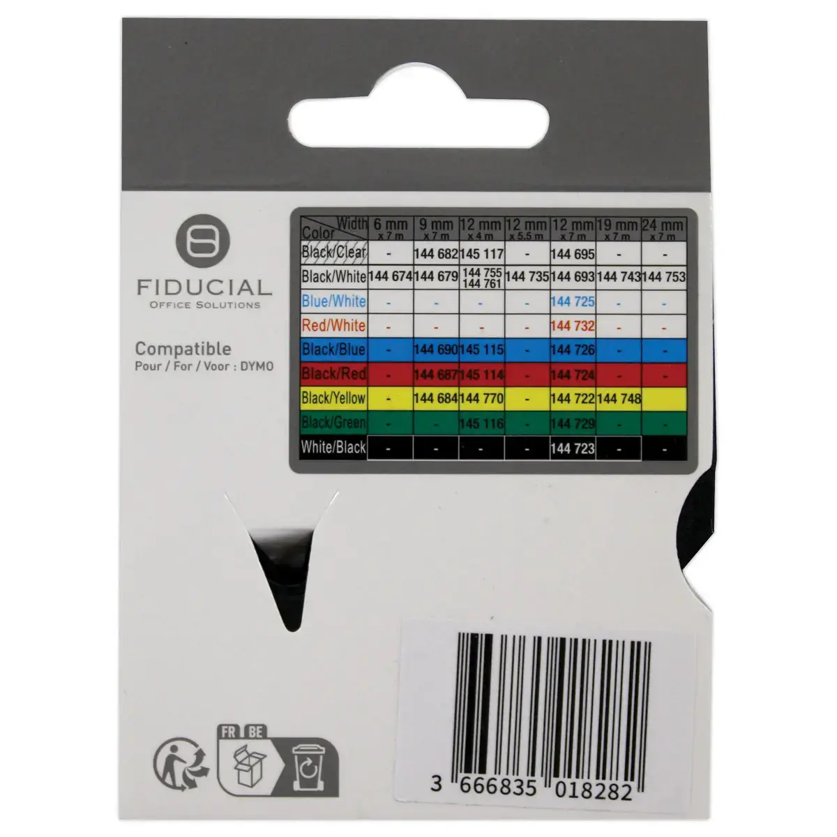 Ruban K7 voor DYMO labelmaker S0720880 19mm geel met zwarte afdruk
