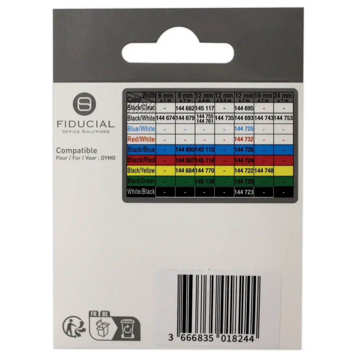 K7-ribbon voor DYMO-labelprinter S0721620 12mmx4 m geel met zwarte afdruk