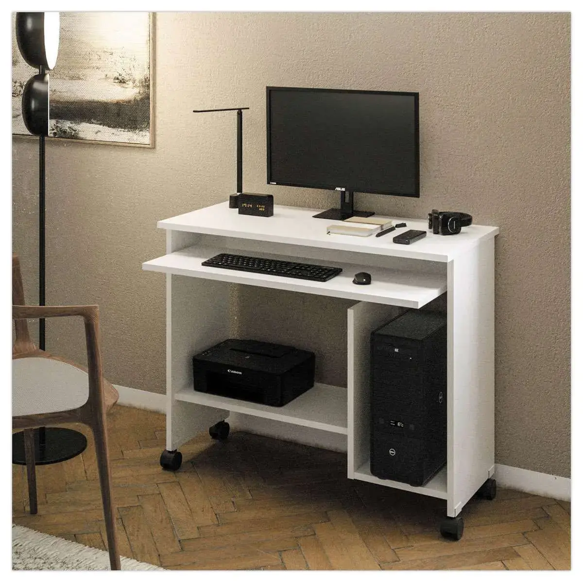 Compact wit computerbureau L 92 x D 45 cm gemonteerd
