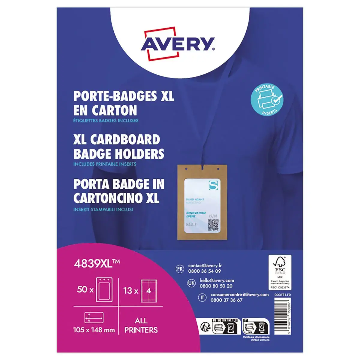 50  Kartonnetjes voor A6-badgehouders 