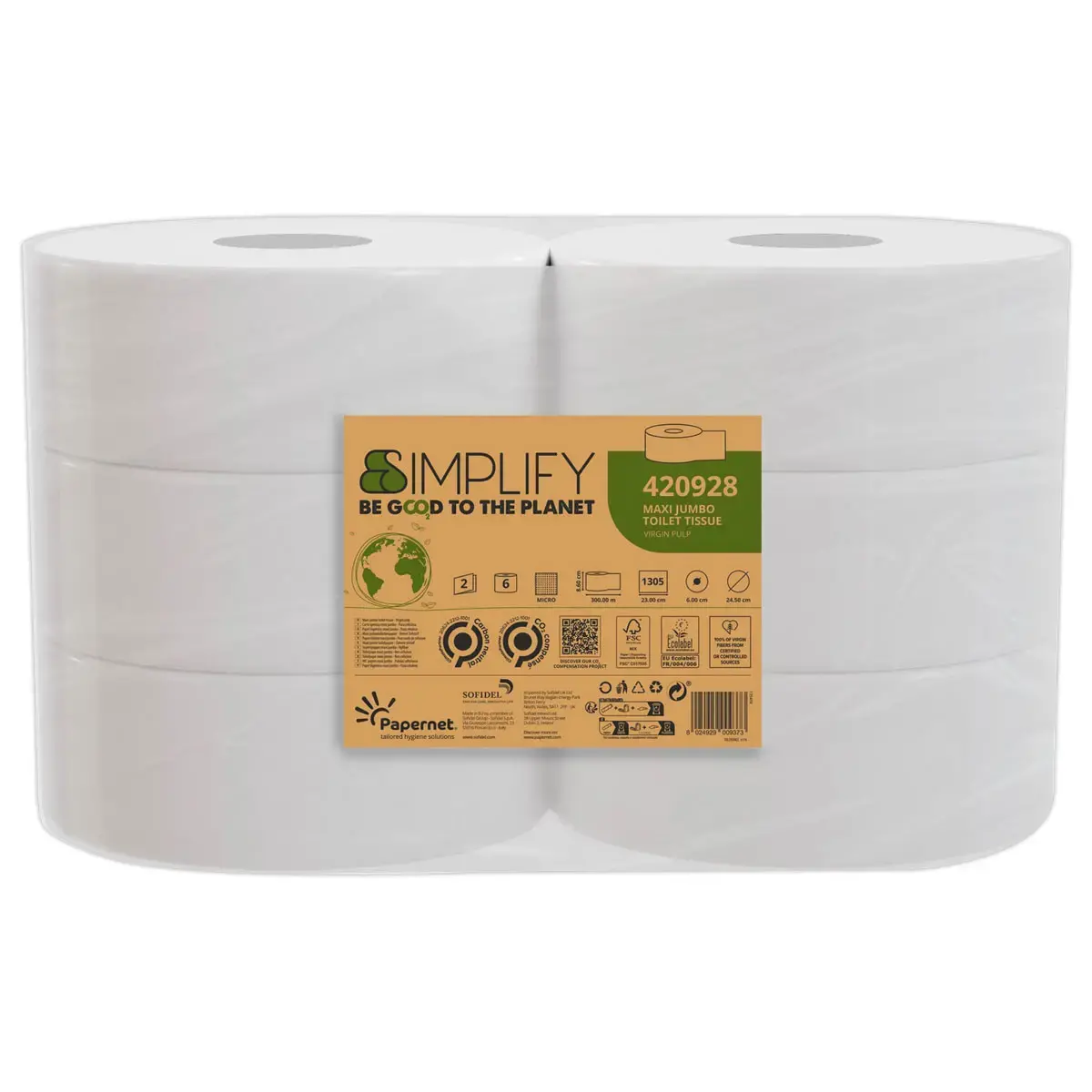 6 Maxi Jumbo toiletpapierrollen
