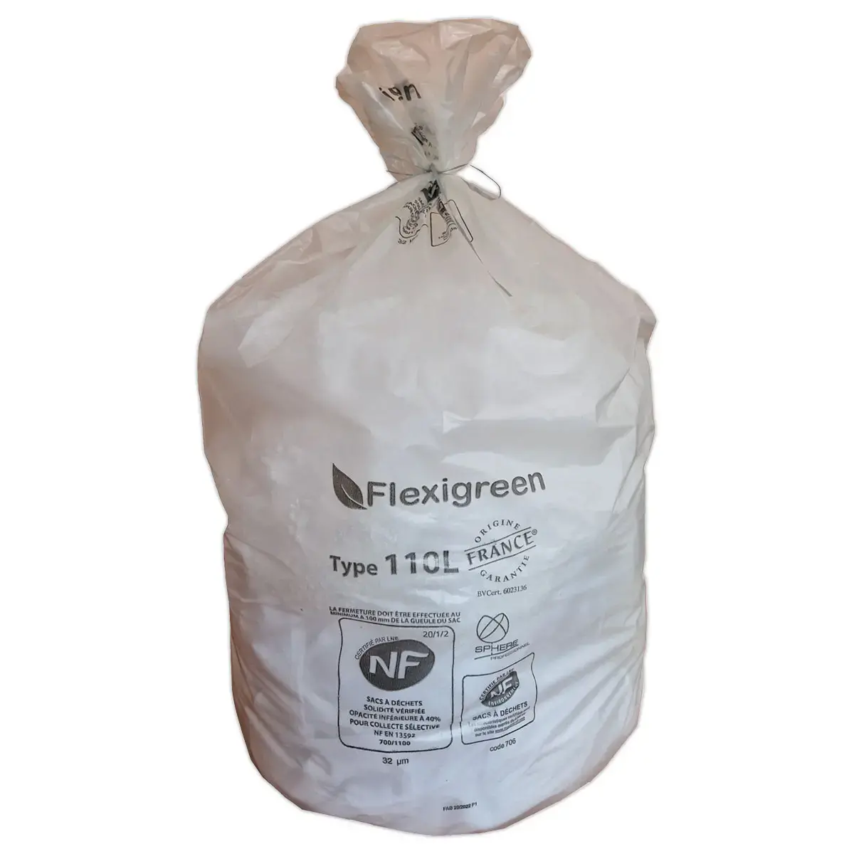 25  Witte vuilniszakken 110 L 