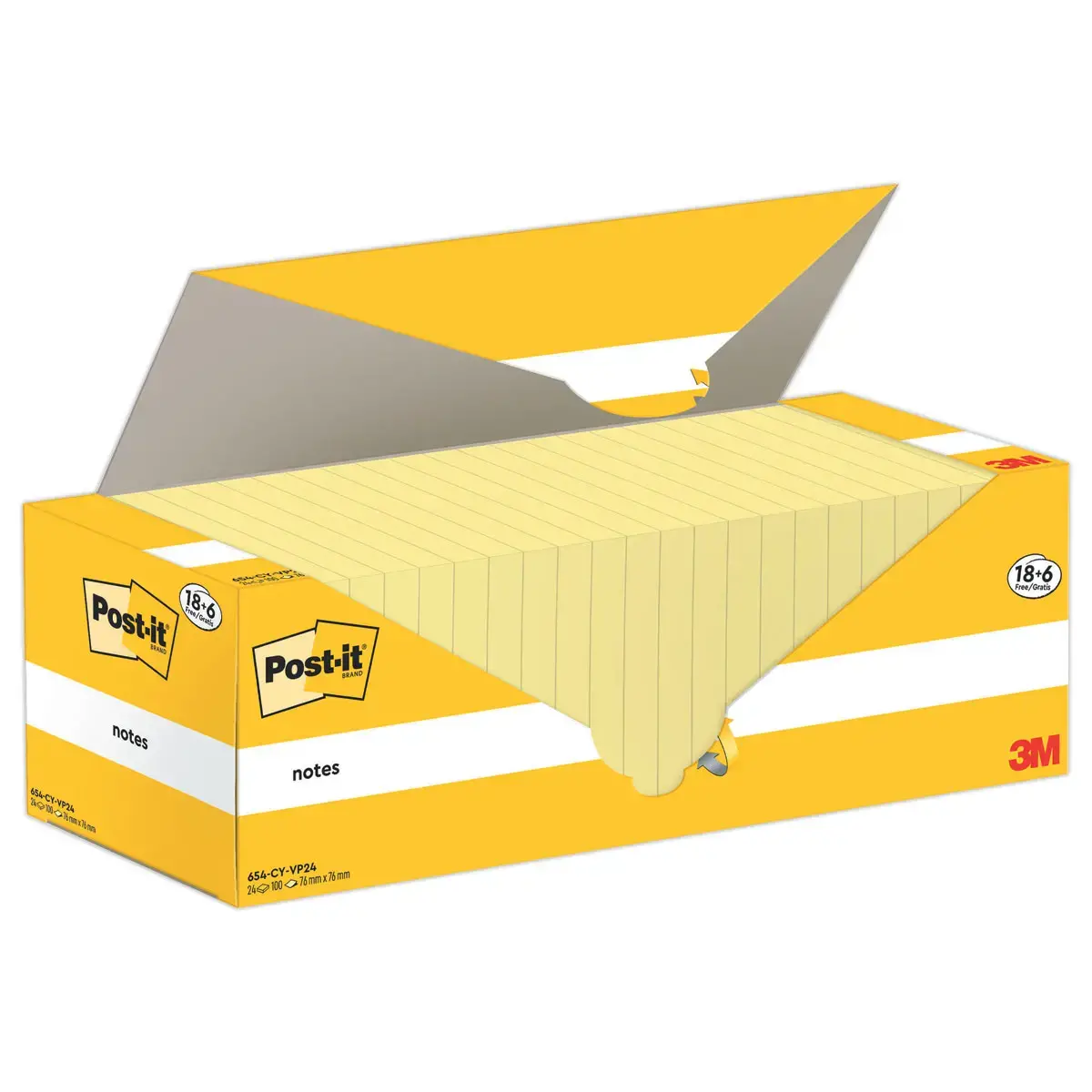 024 Herpositioneerbare memoblaadjes (18 blokken + 6 gratis) - 100 blaadjes - 76 x 76 mm - POST-IT 