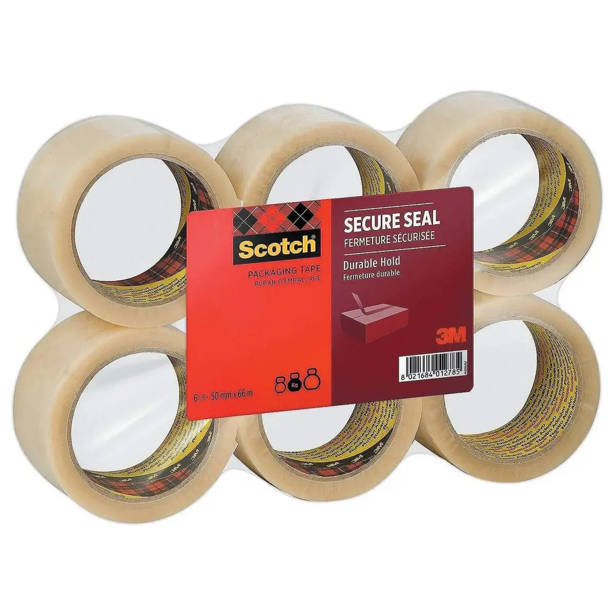 6 Scotch® SECURE SEAL verpakkingsbandrollen 50 mm x 66 m Transparant