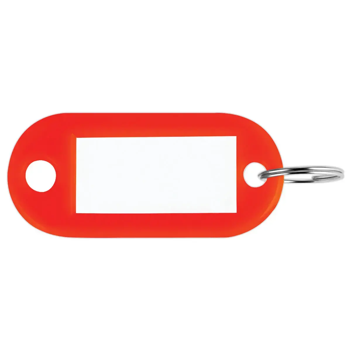 100 sleutelhangers met rode labels