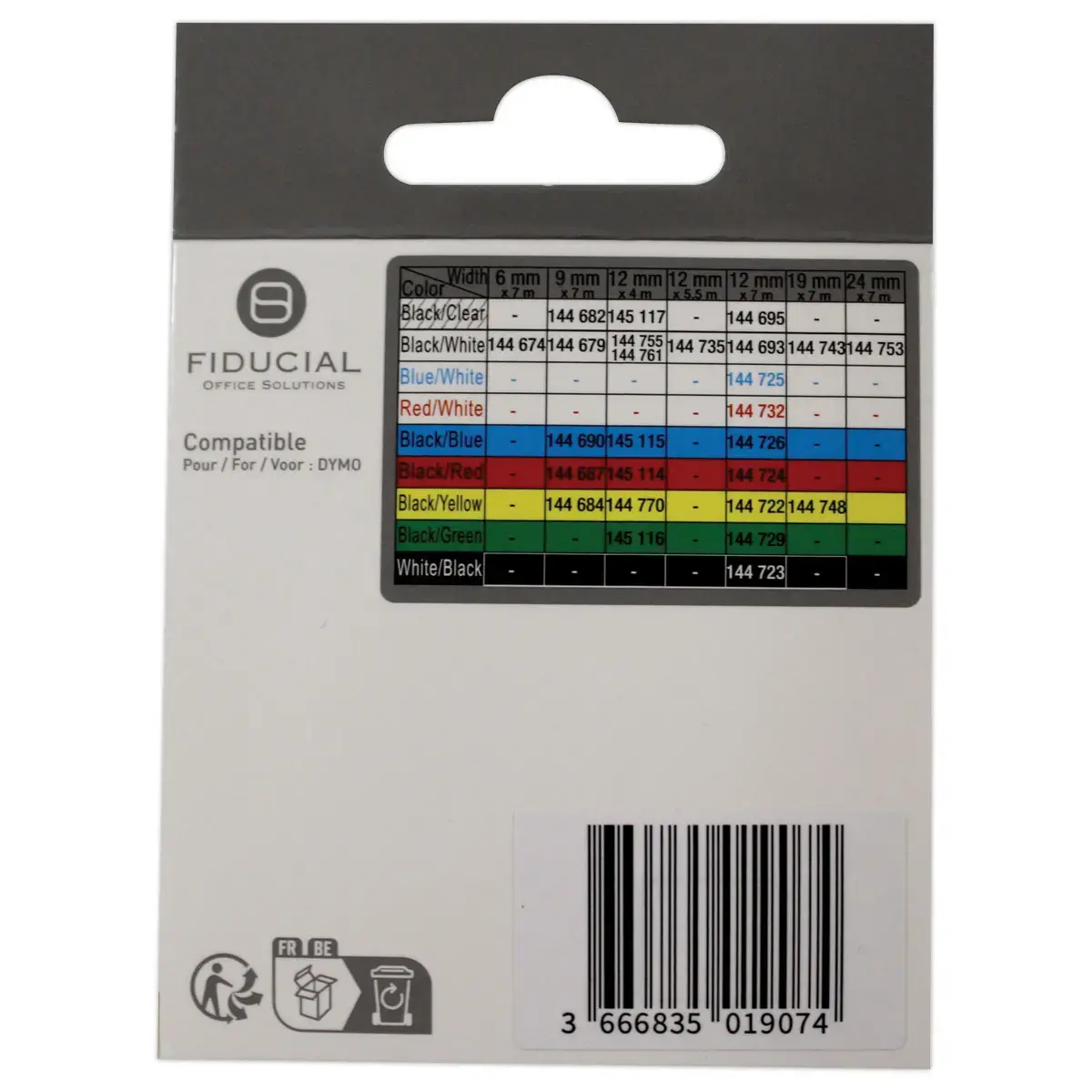 Ruban Letratag 12mmx4 m zwarte afdruk op groene achtergrond DYMO S0721640 