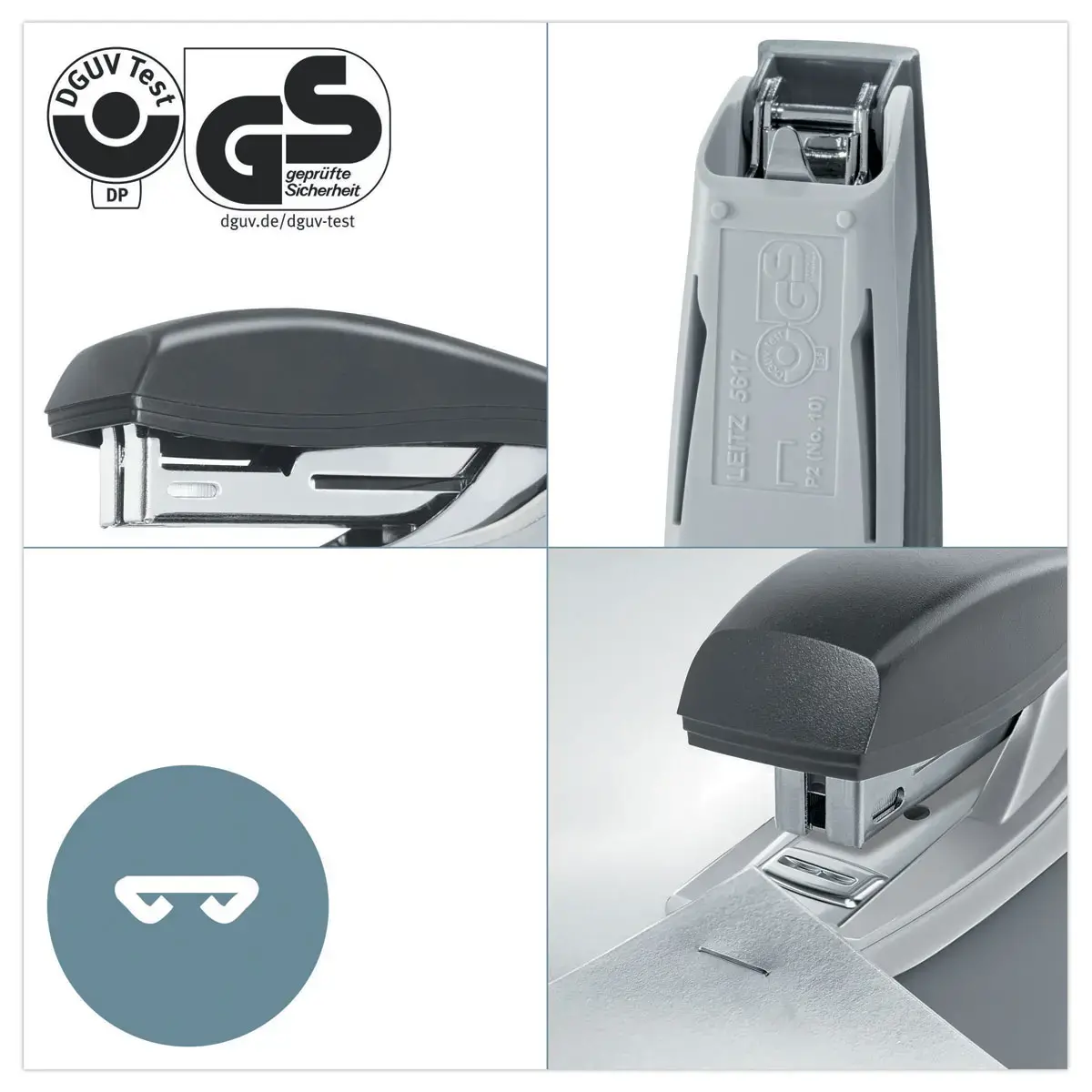 Gerecycleerde bureau nietmachine Leitz10 vellen - blauw 