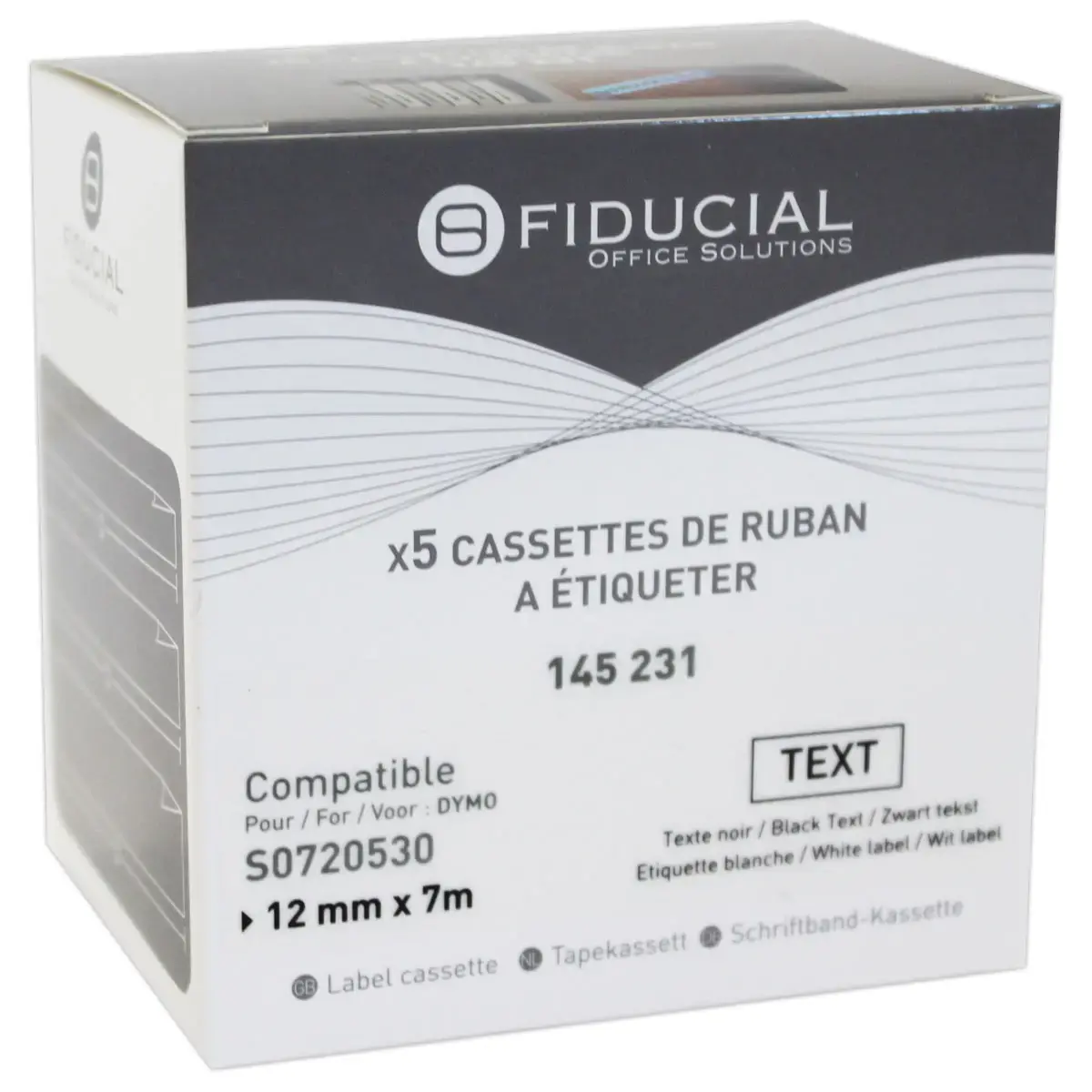 5 rubans D1 12mmx7m zwart/wit afdruk comp DYMO S0720530