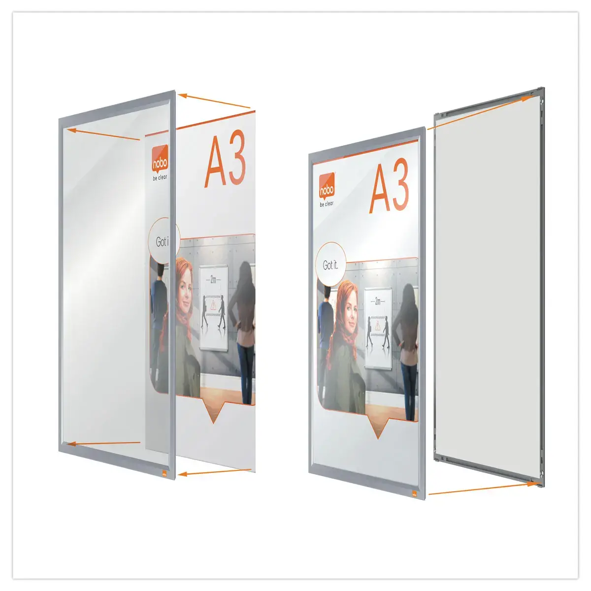 Klem voor affiches A3 Nobo - zilver