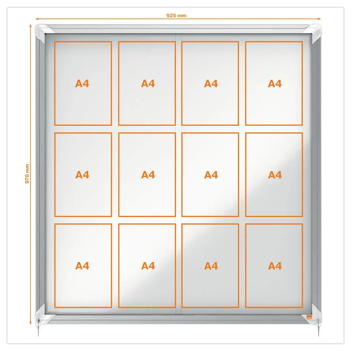Premium Plus binnenvitrines - 12xA4- Nobo magn Wit
