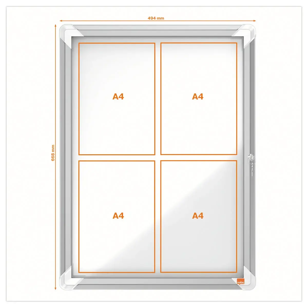 Buitenvitrine 4xA4 PREMIUM Plus Nobo magnetisch - Wit
