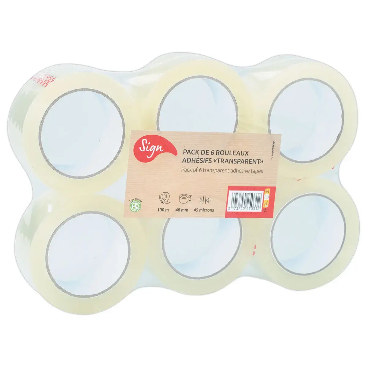 6 Rollen PP transparante verpakkingsplakband - 100 m x 48 mm - 45µ