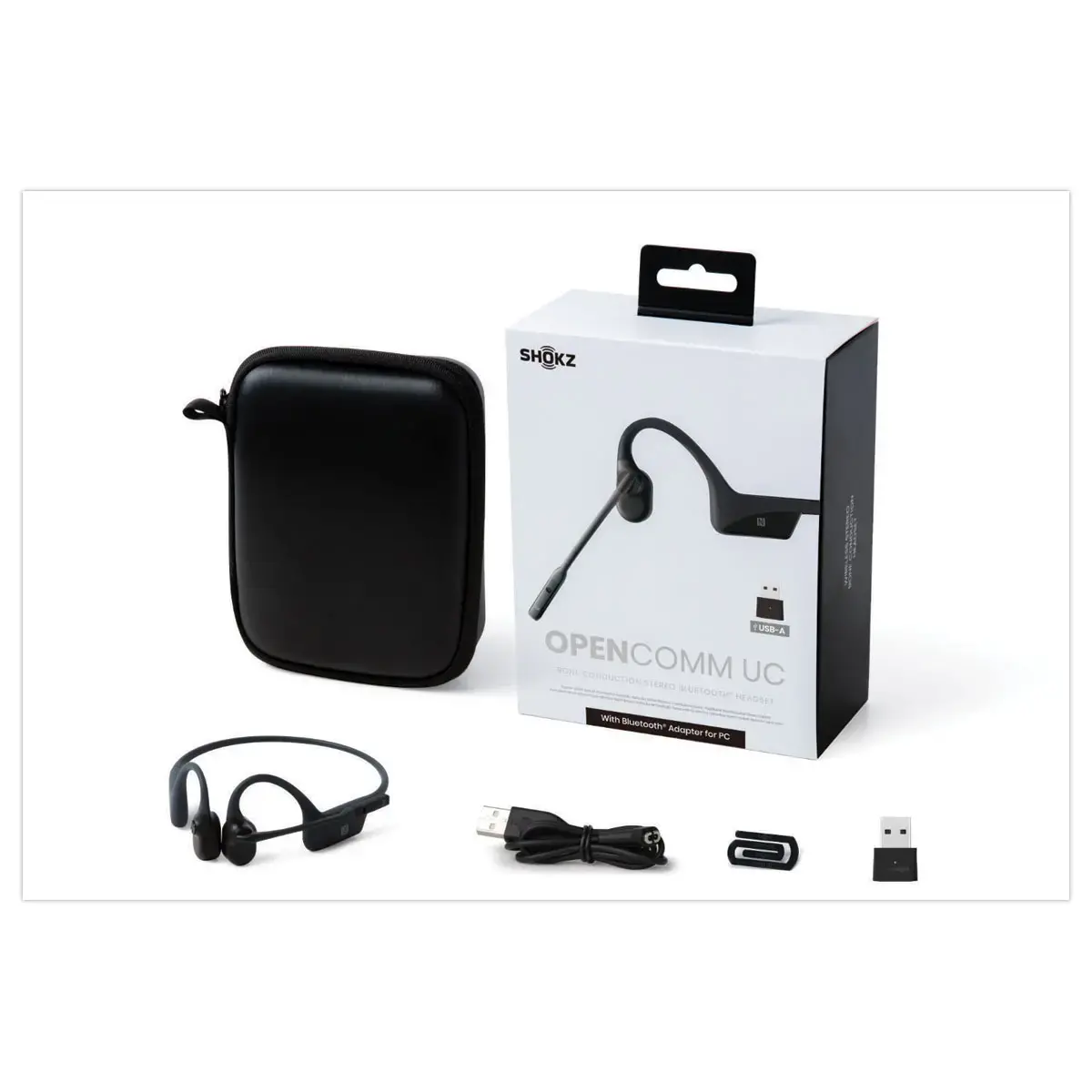 Draadloze botgeleidingskoptelefoon OpenComm2 - Bluetooth USB-A - zwart