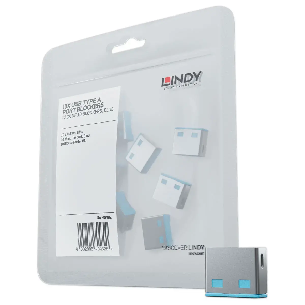 USB Type A poortblokkering (zonder sleutel) - Set van 10, Blauw