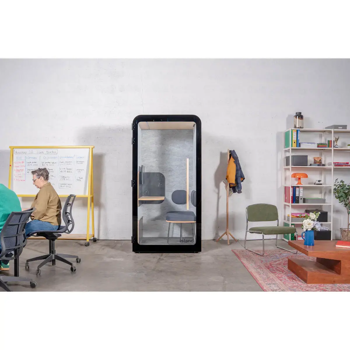 1-persoons akoestische cabine DESK bank - antraciet