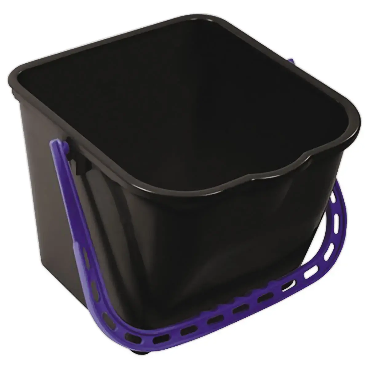 Zwarte 15 L emmer met blauwe handgreep 