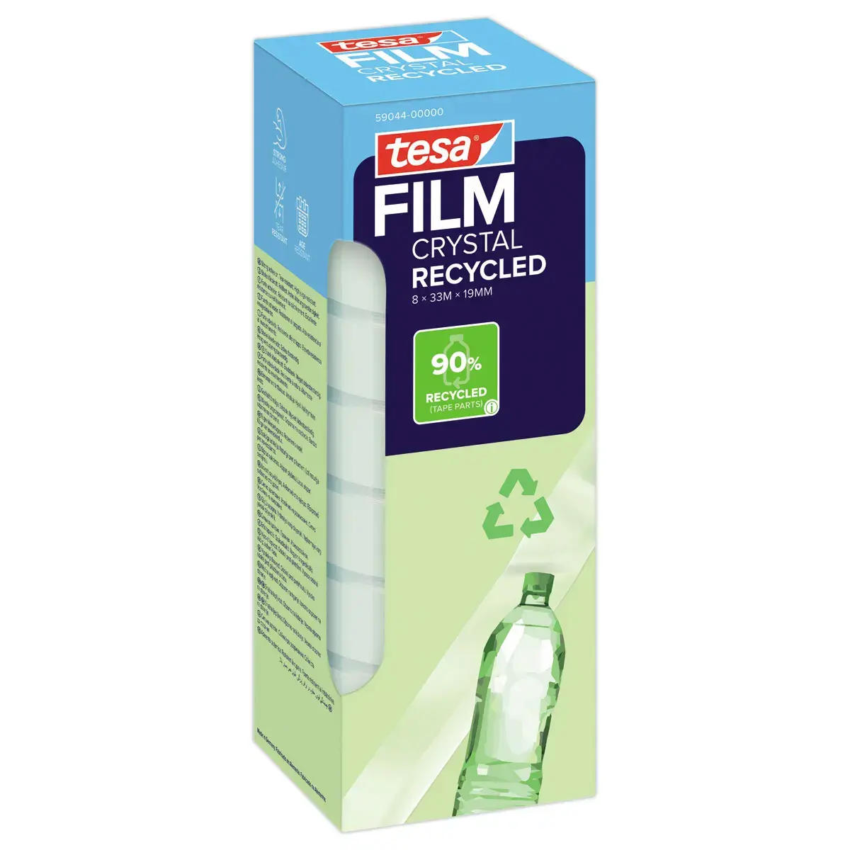 8 Rollen transparante plakband Tesafilm®Eco & Crystal 33m x 19mm