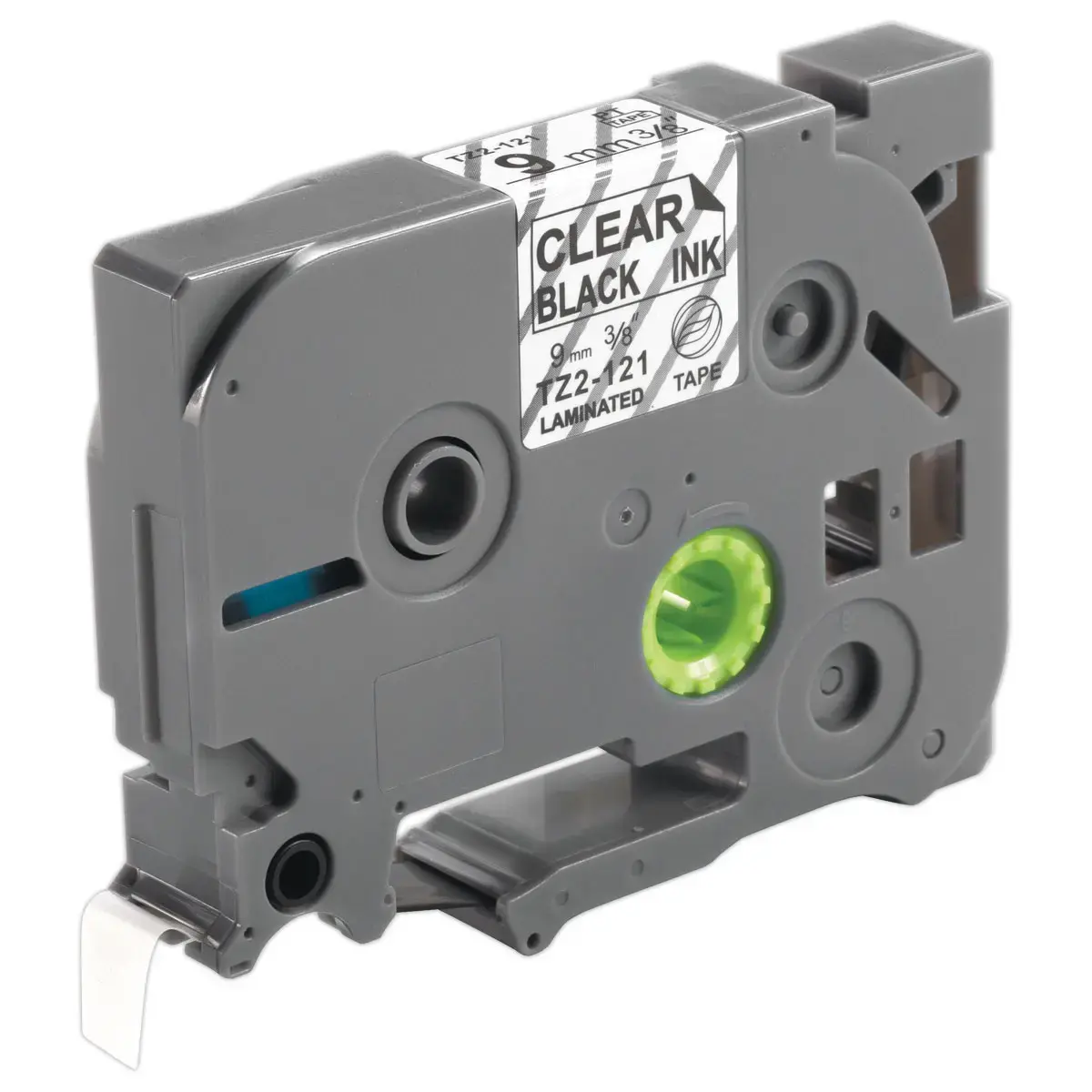 Ruban comp BROTHER TZE 121 9mm transparant met zwarte print