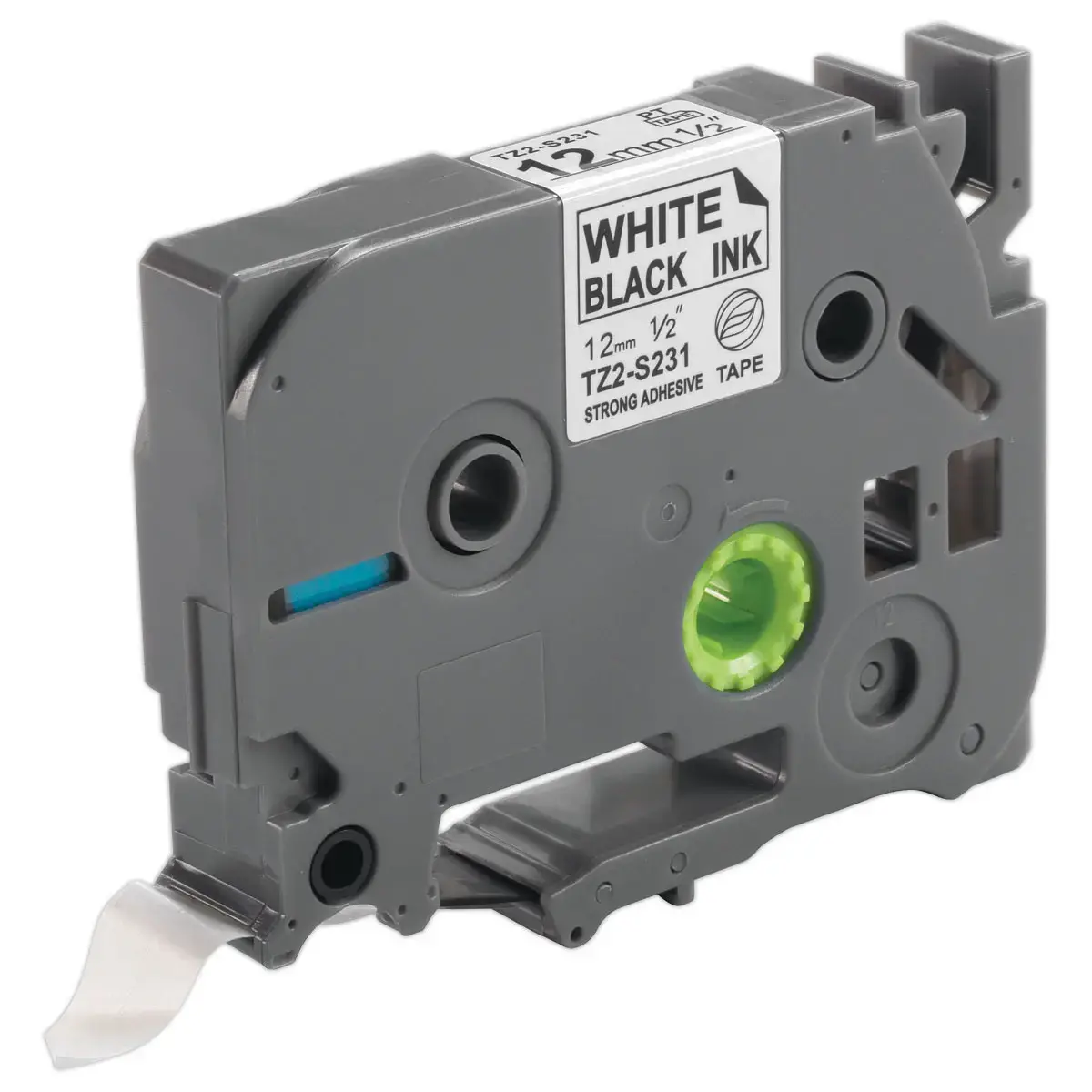 Ruban comp BROTHER TZSE 231 12mm wit met zwarte afdruk LAM