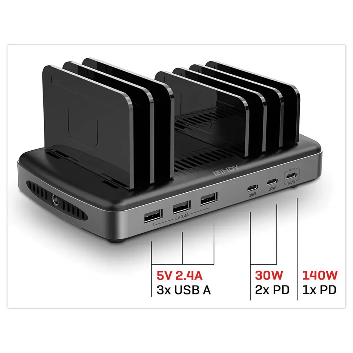 Oplaadstation 160W met 6 USB-poorten 