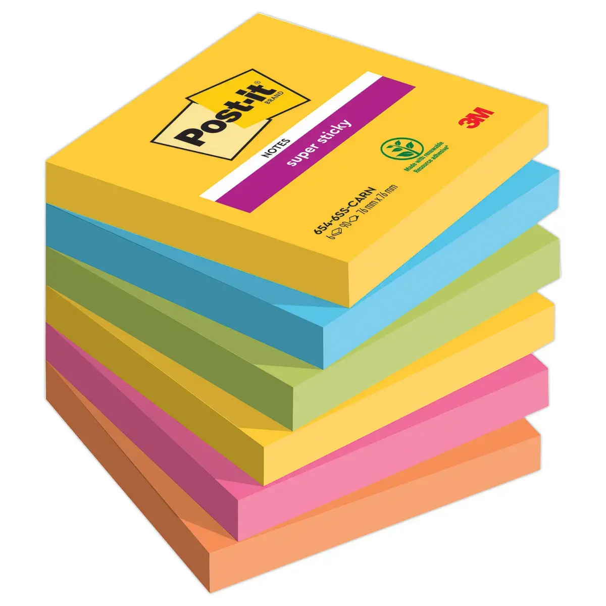 006 Blokken 90 blaadjes - Super sticky herpositioneerbare memoblaadjes 76x76 mm