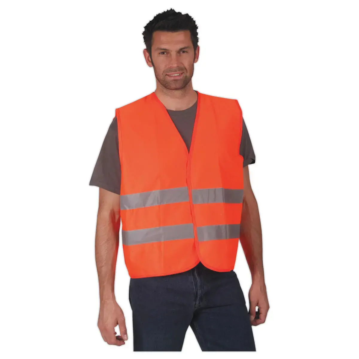 Oranje veiligheidsvest - 2 reflecterende strepen Maat L