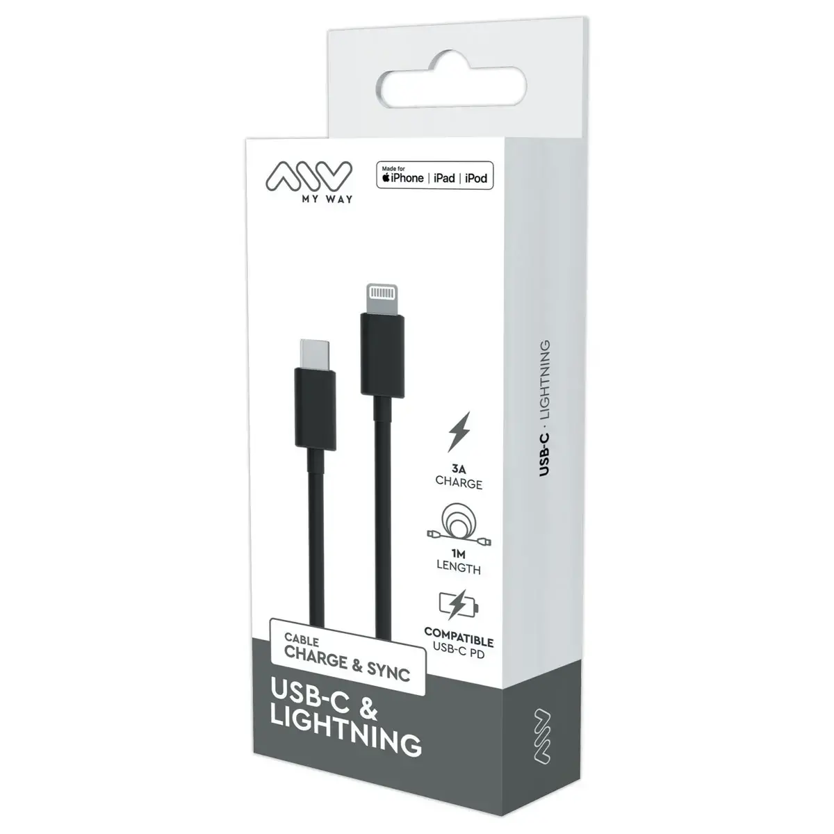 USB-C Lightning Kabel 1m Zwart