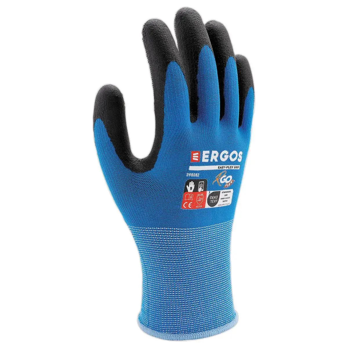 12 paar handschoenen 398082 blauw/zwart - ERGOS - Maat 9 - RG