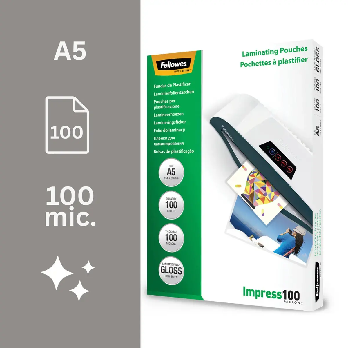 Glanzende A5-hoesjes, 100 micron - Pakket van 100 stuks