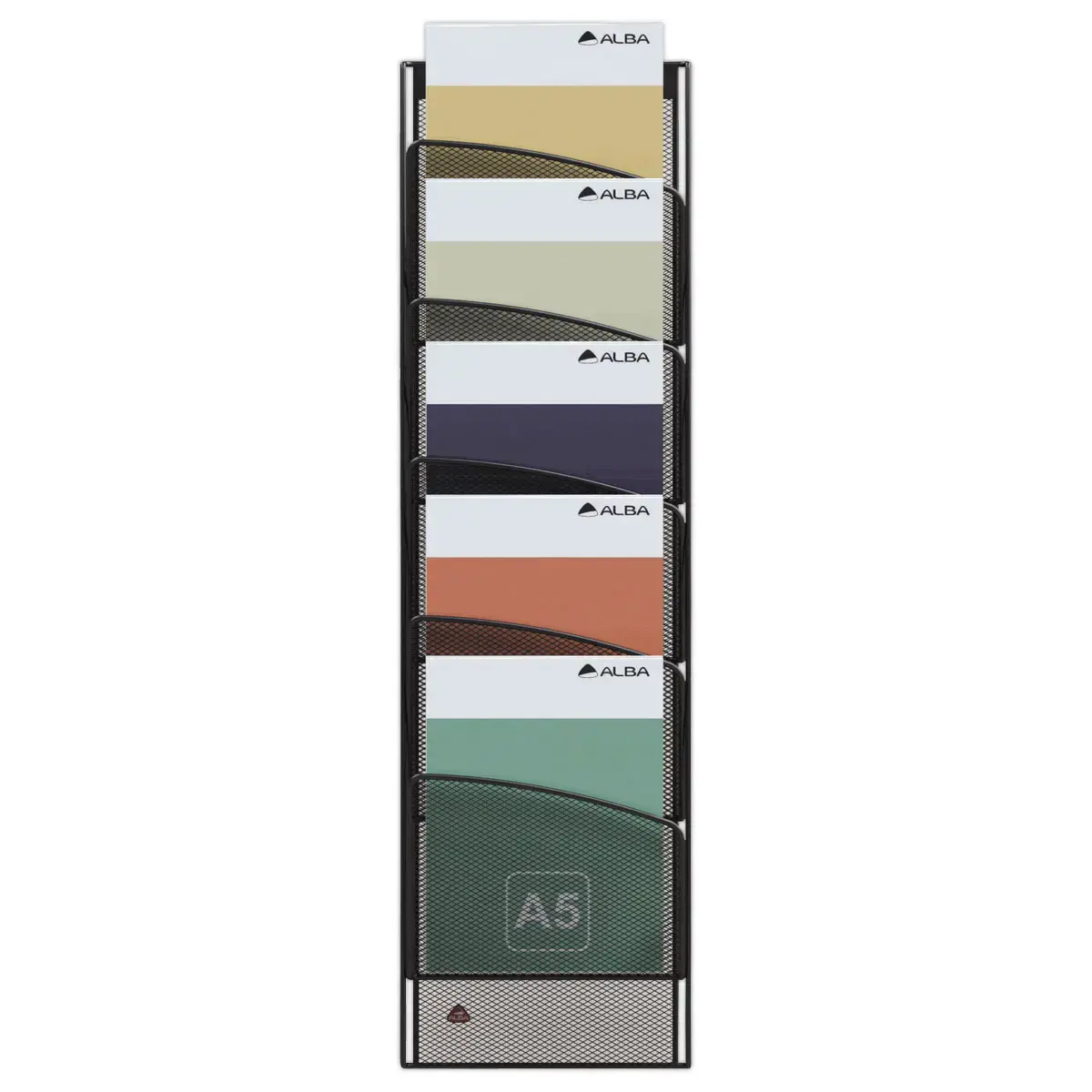 Wanddisplay A5 in metalen gaas