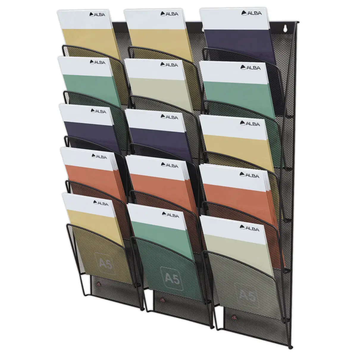 Wanddisplay A5 in metalen gaas