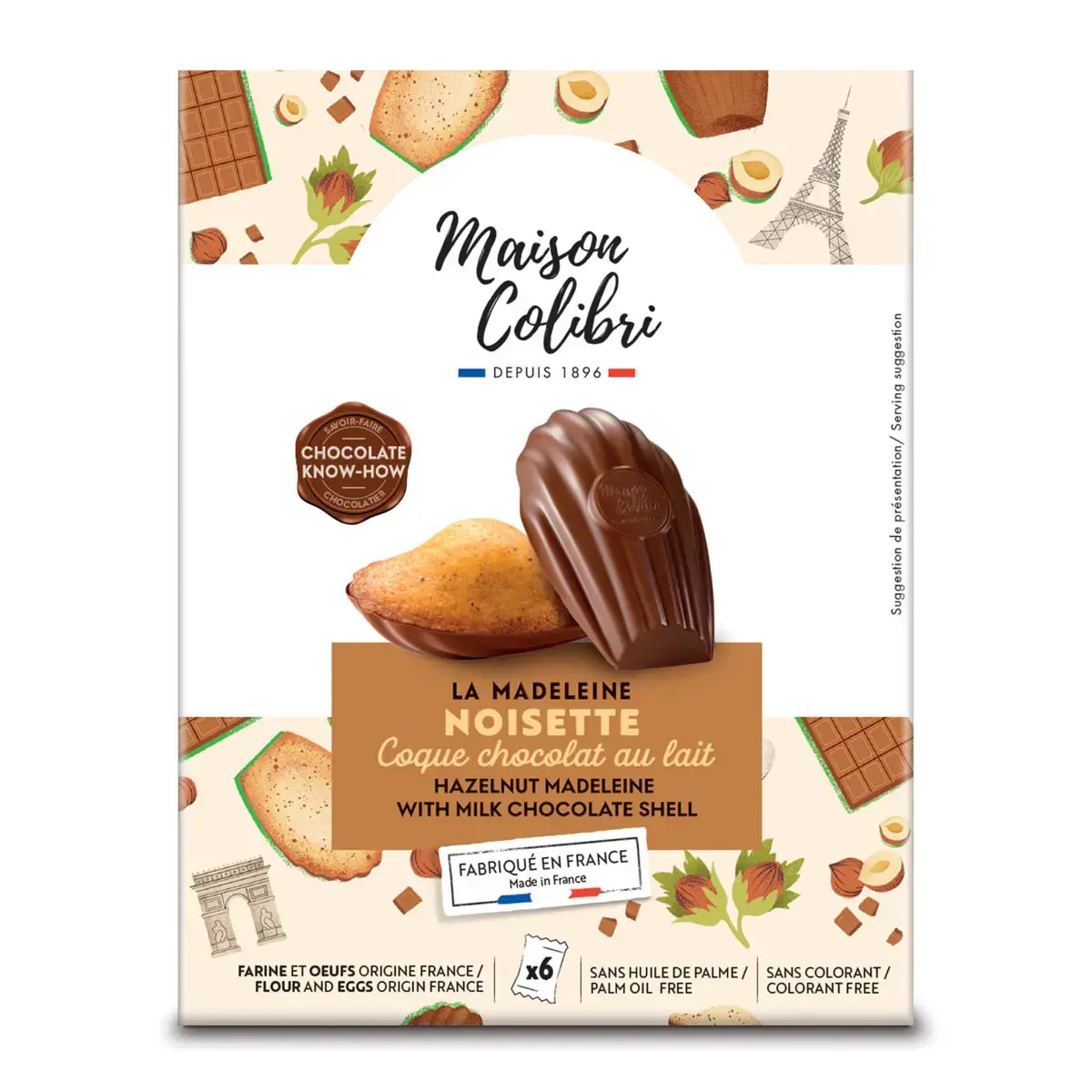 Hazelnoot Madeleines in een schelp vanmelkchocolade - Maison colibri