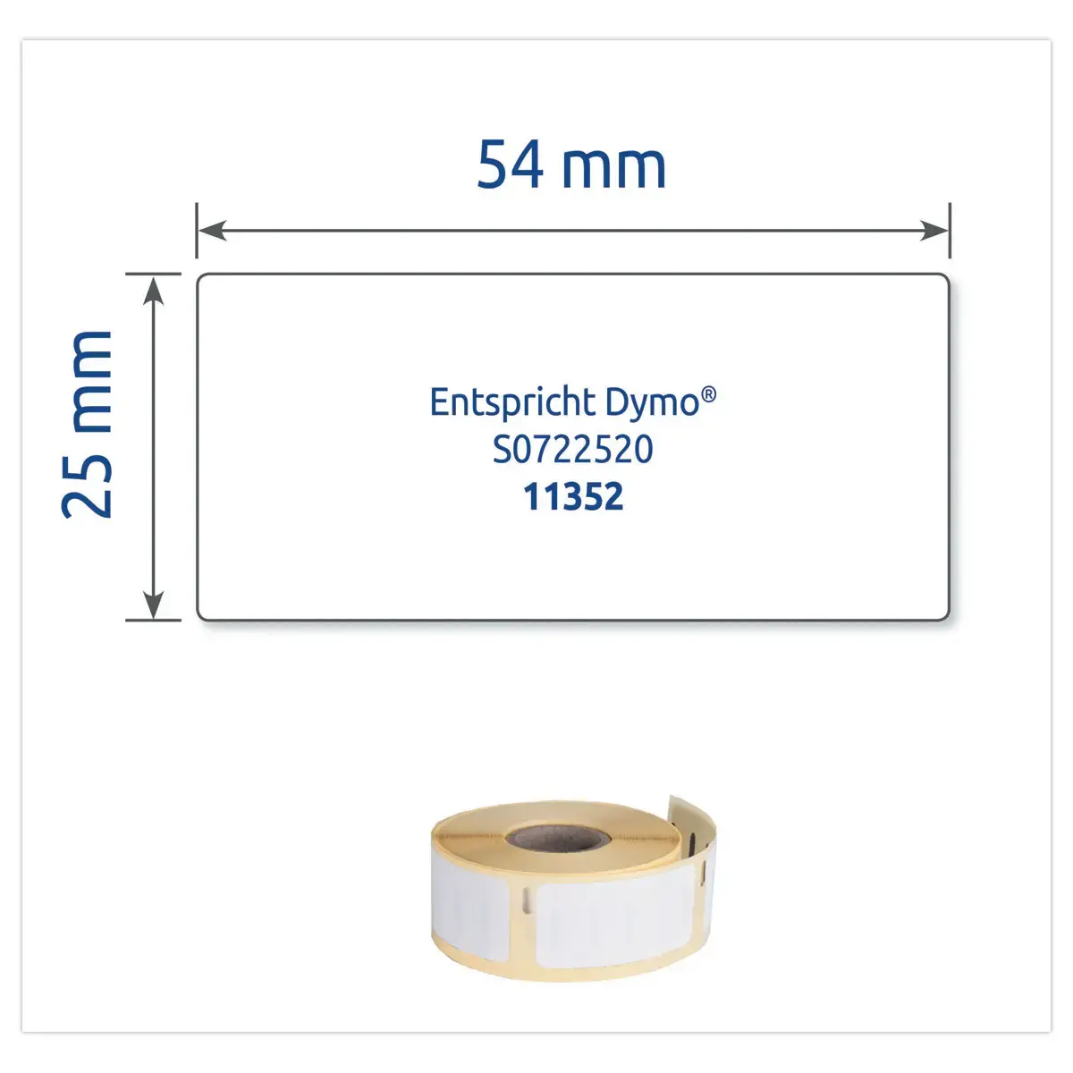 Rol van 500 witte etiketten 54x25 mm voor DYMO LW 450