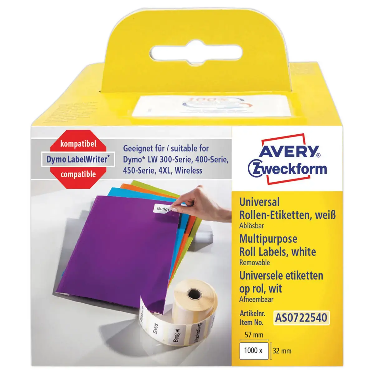 Rol van 1000 multi-purpose labels 57X32mm voor DYMO LW 450 