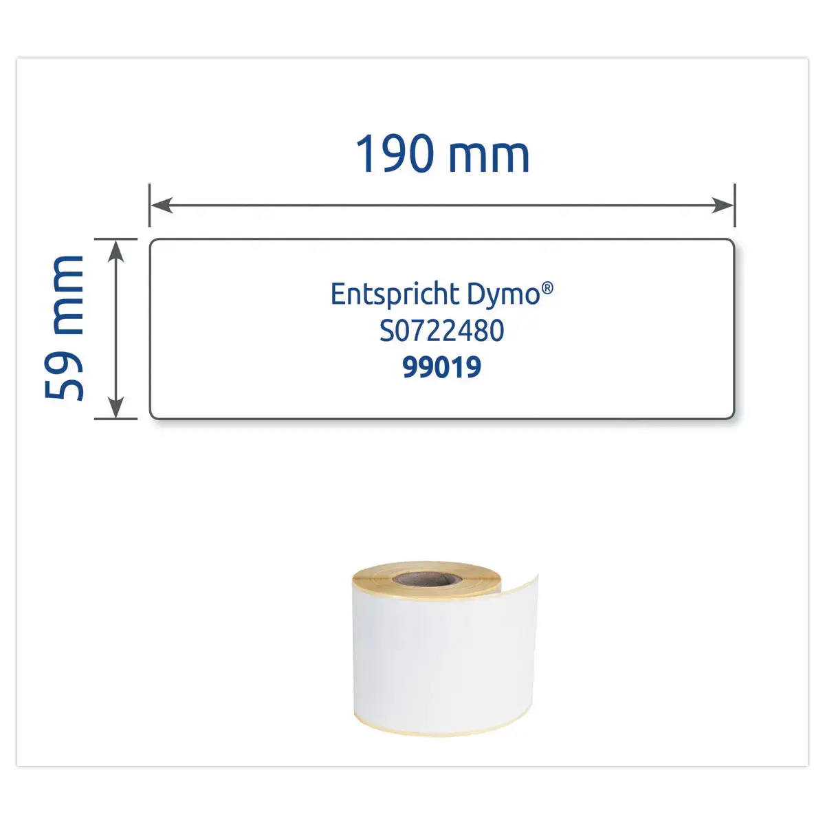 Rol van 110 witte etiketten 190x59 mm voor DYMO LW450