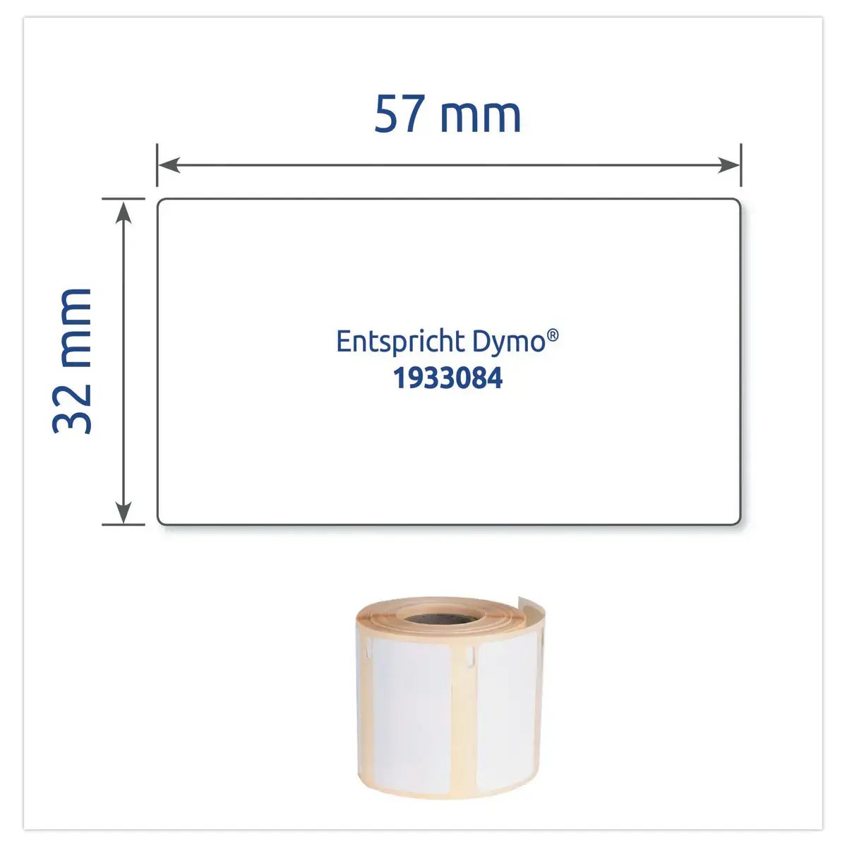 Rol van 400 ultra-sterke polypropyleen etiketten LW 57 x 32mm 