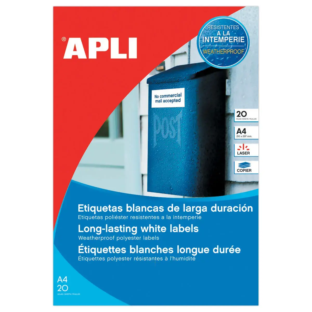 20 Polyester laser/cop etikettenvellen 99,1x139 mm 80 witte etiketten.