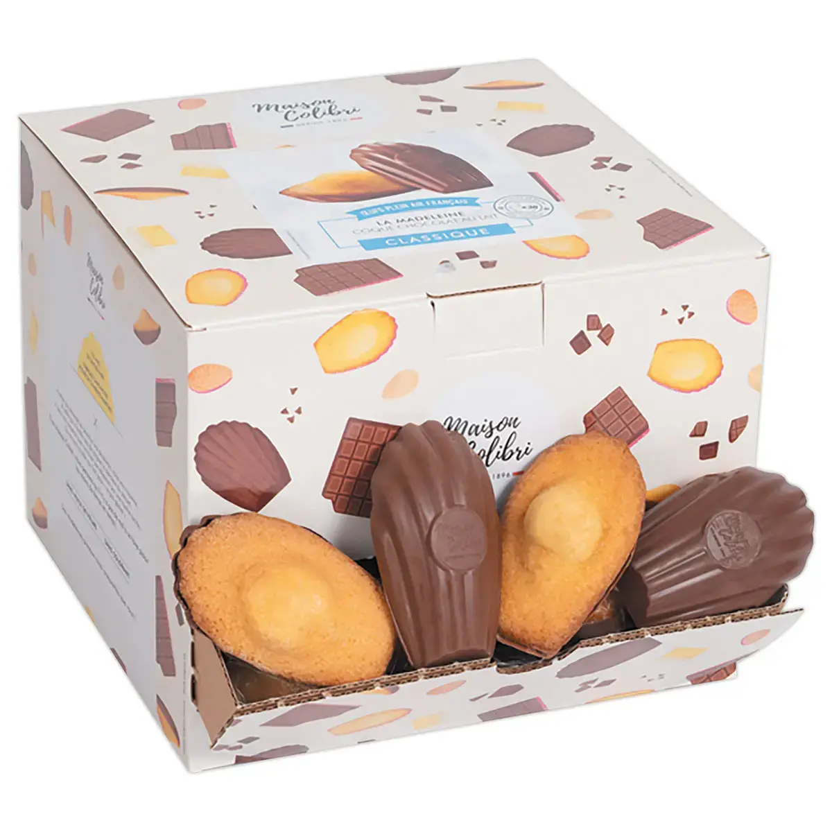 30 Madeleines naturel met melkchocolade - Maison Colibri